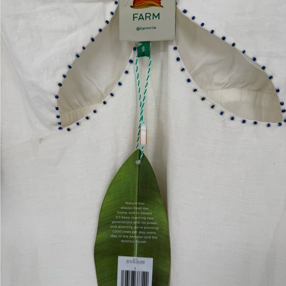 Farm Rio Sea of Fish Maxi Linen blend Dress beaded small NWT - Picture 10 of 16